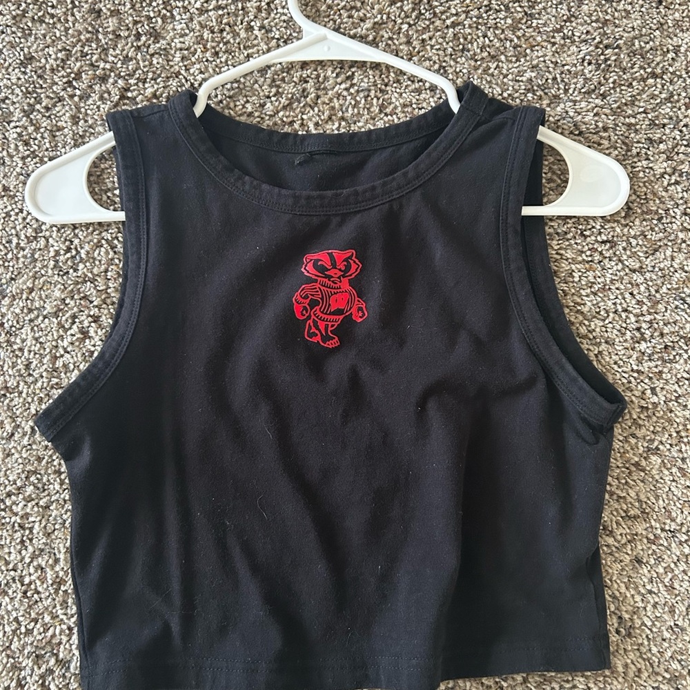 Wisconsin badger crop top college NCAA Fanatics Black and Red Crop Top